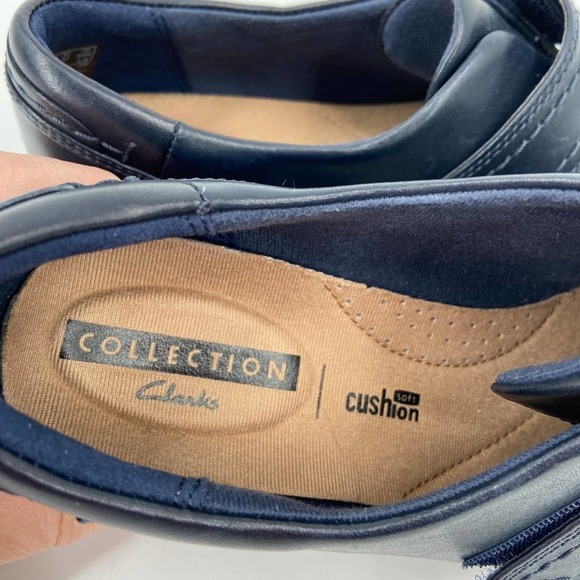 Clarks Collection Leather Slip On Shoes Comfort Cushion Monk Strap Navy Size 6.5 - Picture 9 of 10